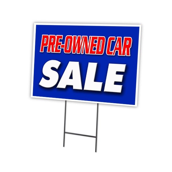 Signmission Pre-owned Car Sale Yard Sign & Stake outdoor plastic coroplast window, C-2436-DS-Pre-Owned Car Sale C-2436-DS-Pre-Owned Car Sale - main